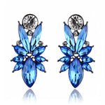 Retro Exaggerated Crystal Stud Earrings with opal Stone For Womenblue