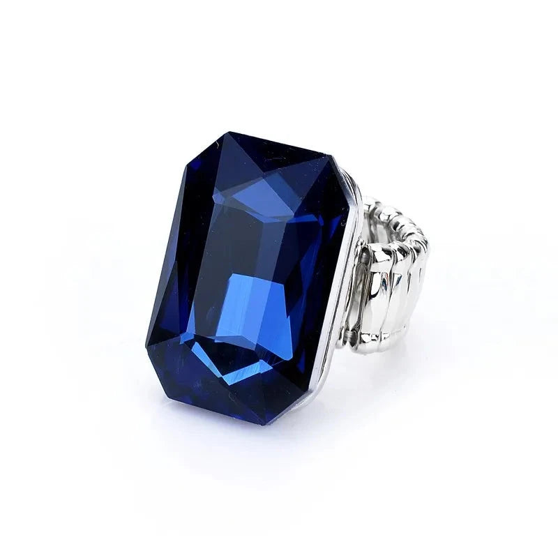 Elegant 7-Color Big Resin Stone Ring for Women