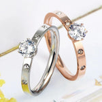 Rose Gold Titanium Wedding Ring with Cubic Zirconia