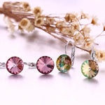 Sea Blue Crystal Hoop Earrings for Women, 9 Color Options