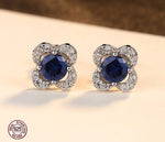 Sapphire Gemstone 925 Sterling Silver Flower Stud EarringsEarrings