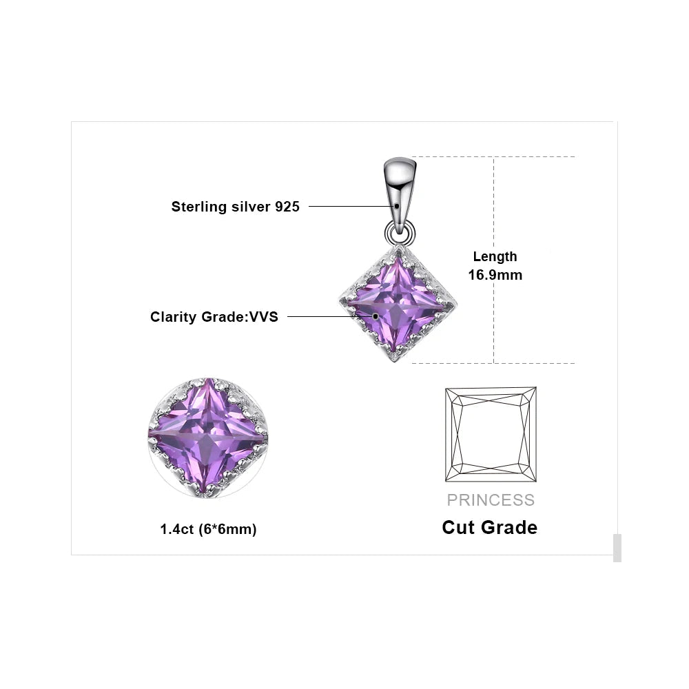 Square Alexandrite Sapphires 925 Sterling Silver Pendant