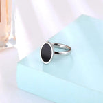 Black Oval Enamel Gold Stainless Steel Women’s Ring