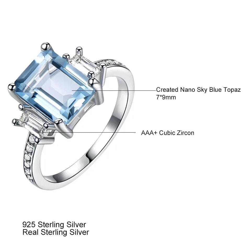 Sky Blue Topaz Ring and Clip Earrings 925 Sterling Silver Jewelry SetJewelry Sets