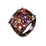 Emmaya Rose Gold Colorful Zircon Square RingMULTIROSE GOLD COLOR