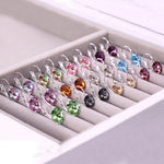 Sea Blue Crystal Hoop Earrings for Women, 9 Color Options
