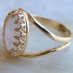 White Fire Opal Yellow Gold Color Oval for Women
