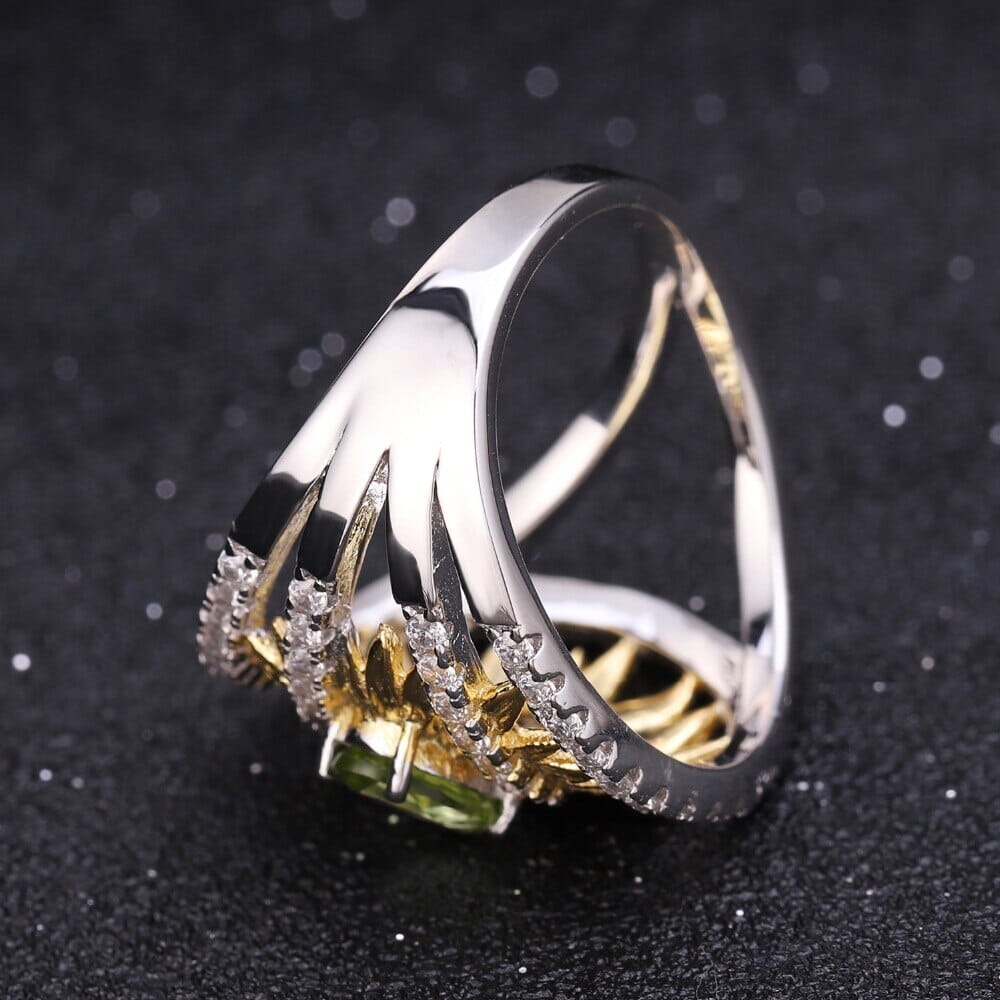 1.89Ct Peridot Gemstone Ring and Earrings Jewelry Set - 925 Sterling SilverJewelry Sets