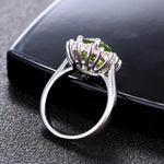 Luxury Peridot Flower Silver Ring for Women