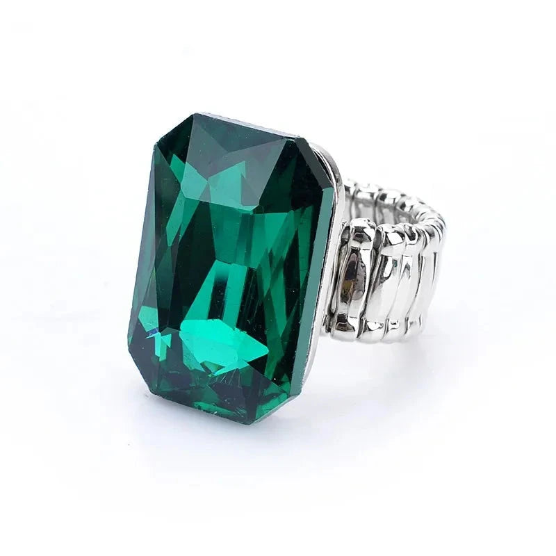 Elegant 7-Color Big Resin Stone Ring for Womengreenresizable