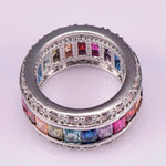 Multi Color Crystal Zircon Ring 925 Sterling Silver