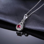 Infinity Ruby 925 Sterling Silver Halo Pendant Necklace for Woman0