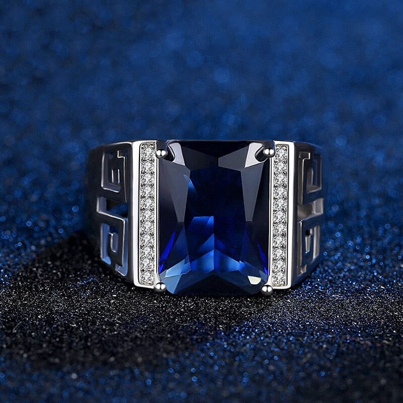 Square Sapphire Resizable Silver RingRing