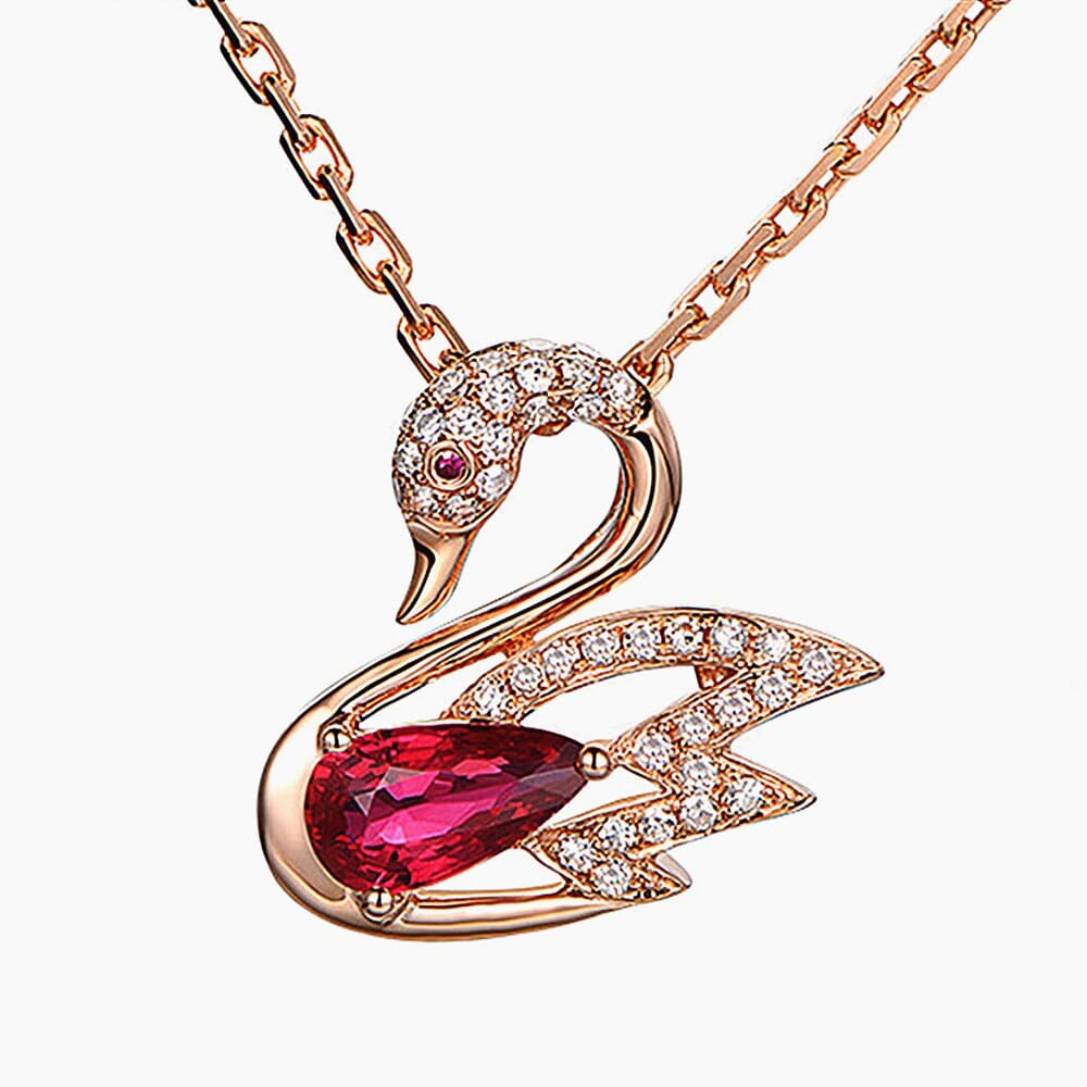 Ruby Swan Lake Rose Gold Pendant NecklaceNecklace