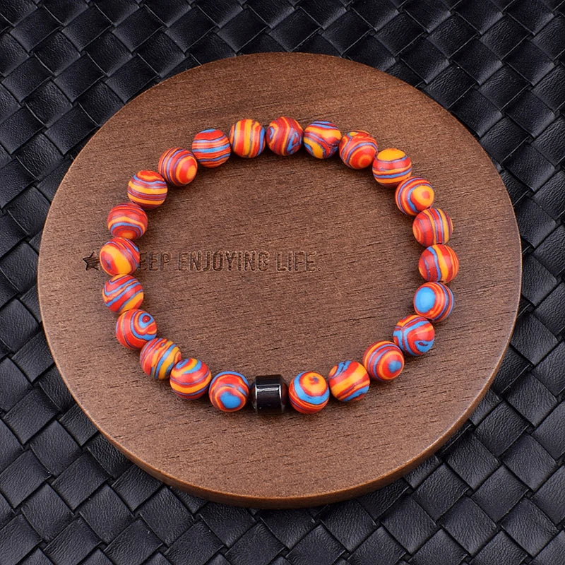 Cylinder Hematite Black Line Turquoises Bracelets Men Fashion Nature Stone Beads Bracelets Homme Yoga Energy Bangle Jewelry Gift28