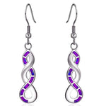 Navy Blue Fire Opal Wave Drop EarringsPurple
