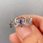 Creative Women's Heart Rings with Romantic Rose Flower Design