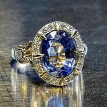 14K Gold Natural Sapphire Ring Gemstone Jewelry BagueBlue6