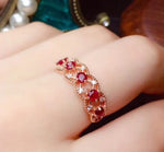3mm Natural Ruby Rose Gold Inlaid 925 Sterling RingRing
