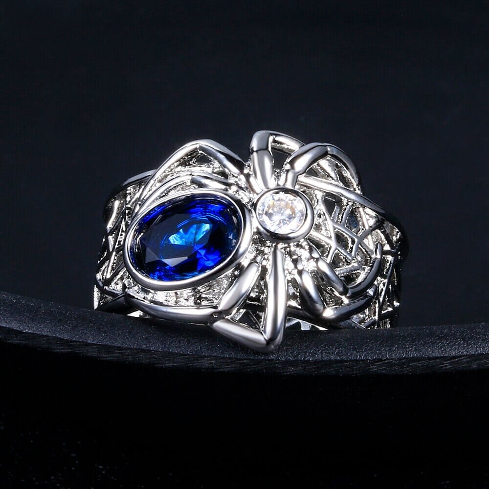 Sapphire Spider Punk Silver RingRing