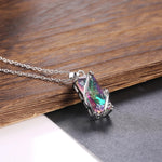 Rectangular Stone Ring/Necklace Set Novel Design