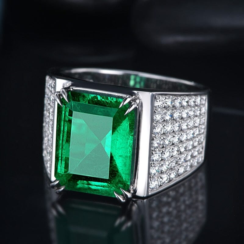 Vintage Square Simulated Emerald Silver RingRing