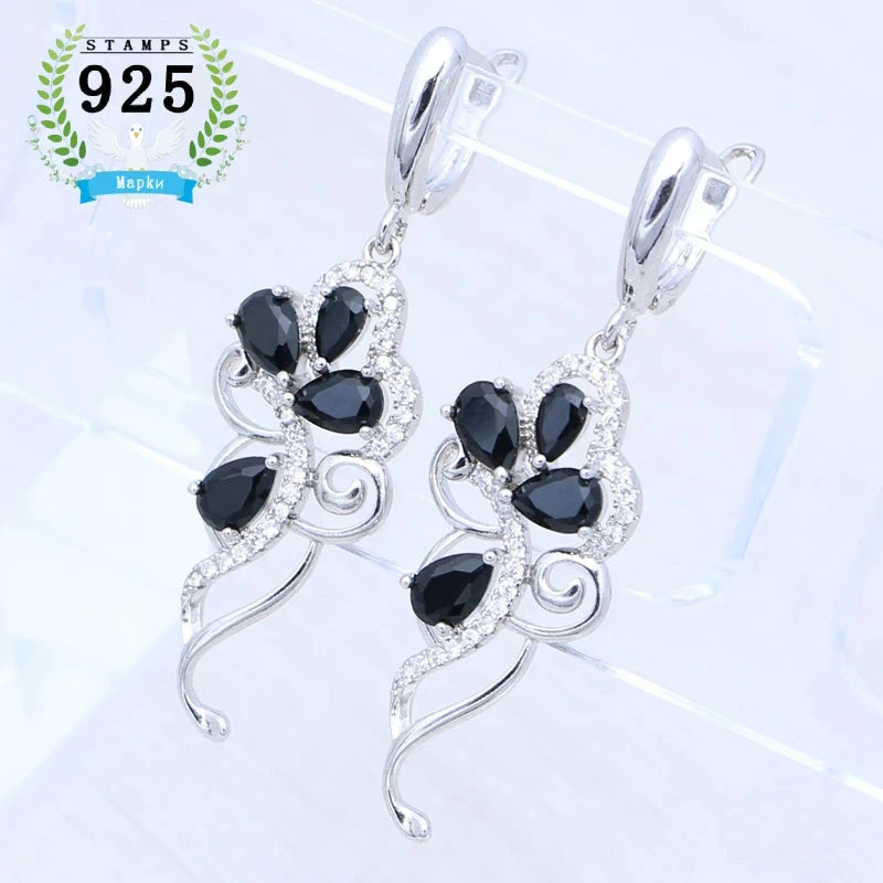 Amethyst Earrings Plant Flower Shapeblack