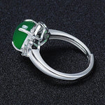 Oval Shape Emerald Resizable Silver RingRing