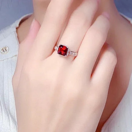 100%-S925 Ruby Silver Ring Women's Jewelry Valentine's Jewelry