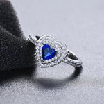 Charm Rings 925 Silver Jewelry Heart-Shapeblueresizable