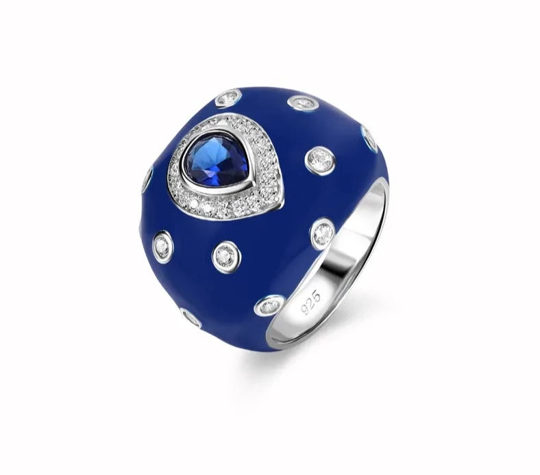 Ethnic Style Blue Sapphire 925 Sterling Silver RingRing