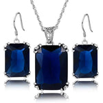 Jewelry Sets Aquamarine Sapphire Earrings Pendant Real 925 Sterling Silver WomenSet 2