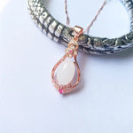 Water Drop Shaped Jade Pendant Rose Gold Color NecklaceNecklace