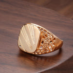 Smooth 585 Rose Gold Hollow Carved Big Size Ring For Women