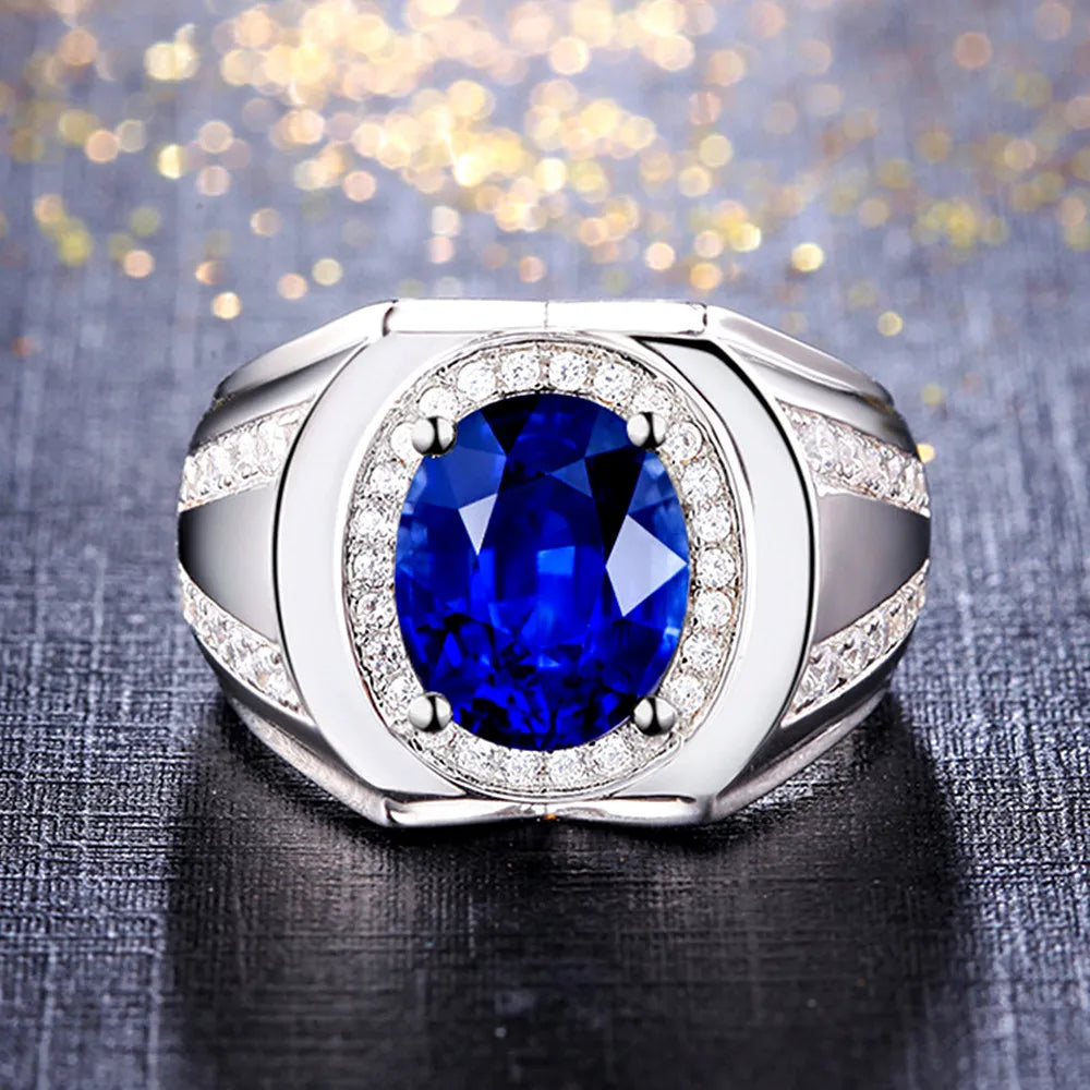 Sapphire Gemstones Blue Crystal Rings for men women