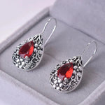 Carved Red Topaz Gemstone Garnet Earrings