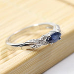 Natural Sapphire Ring 3*6mm Natural Sapphire Gemstone Silver Ring