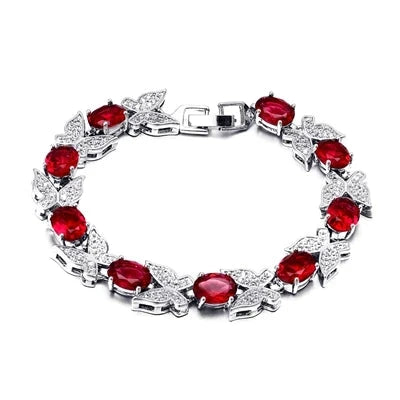 New Luxury Butterfly Bracelets for Women Aquamarine Charm BraceletsRed18CM