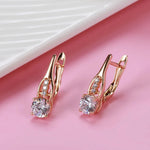 585 Rose Gold Simple Drop Earrings with White Zircon