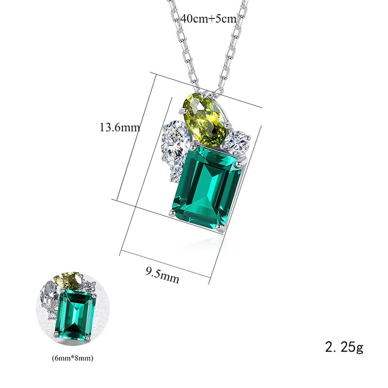 Emerald and Peridot Gemstone 925 Sterling Silver NecklaceNecklace
