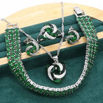 Bridal Jewelry set Green Emerald Party Bracelet Stud Earrings Necklace Pendant RingWhole Set10