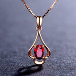 Retro Oval Shaped Ruby and Sapphire Gemstone Pendant NecklaceNecklaceRuby