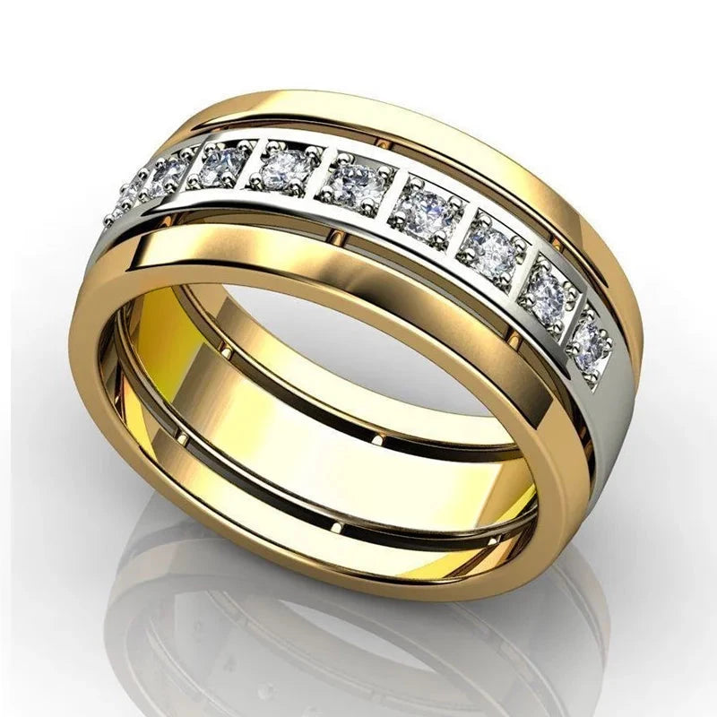 Dazzling Two-Tone Cubic Zirconia Ring for Women