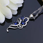 Elegant 925 Bridal Jewelry Set Blue Sapphire White Crystal Costume for Women