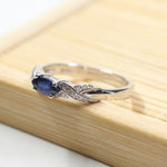 Natural Sapphire Ring 3*6mm Natural Sapphire Gemstone Silver Ring