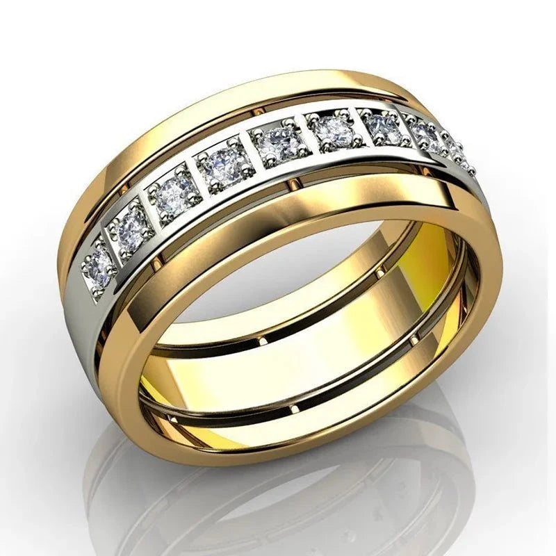 Dazzling Two-Tone Cubic Zirconia Ring for Women