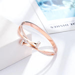 Unique Nail Head Cross Stainless Steel Bangle for Women