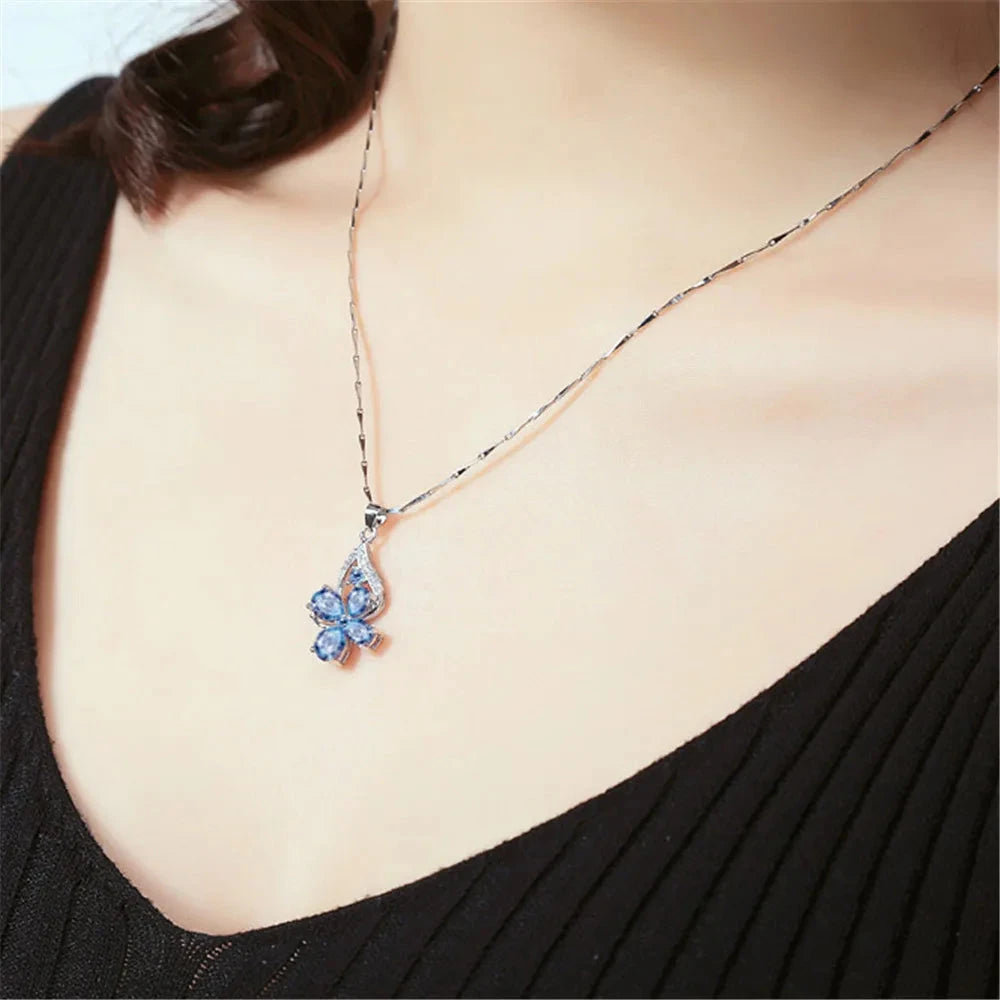 Aquamarine Gemstones Diamonds Pendant Necklaces for Women