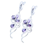 Amethyst Earrings Plant Flower Shape