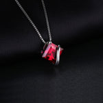 Square Red Ruby 925 Sterling Silver Choker Pendant (Without Chain)Necklace
